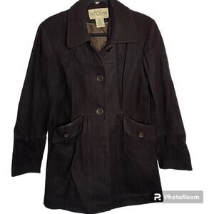 New York Classics Brown Wool Blend Button-Front Peacoat Women's Size Medium